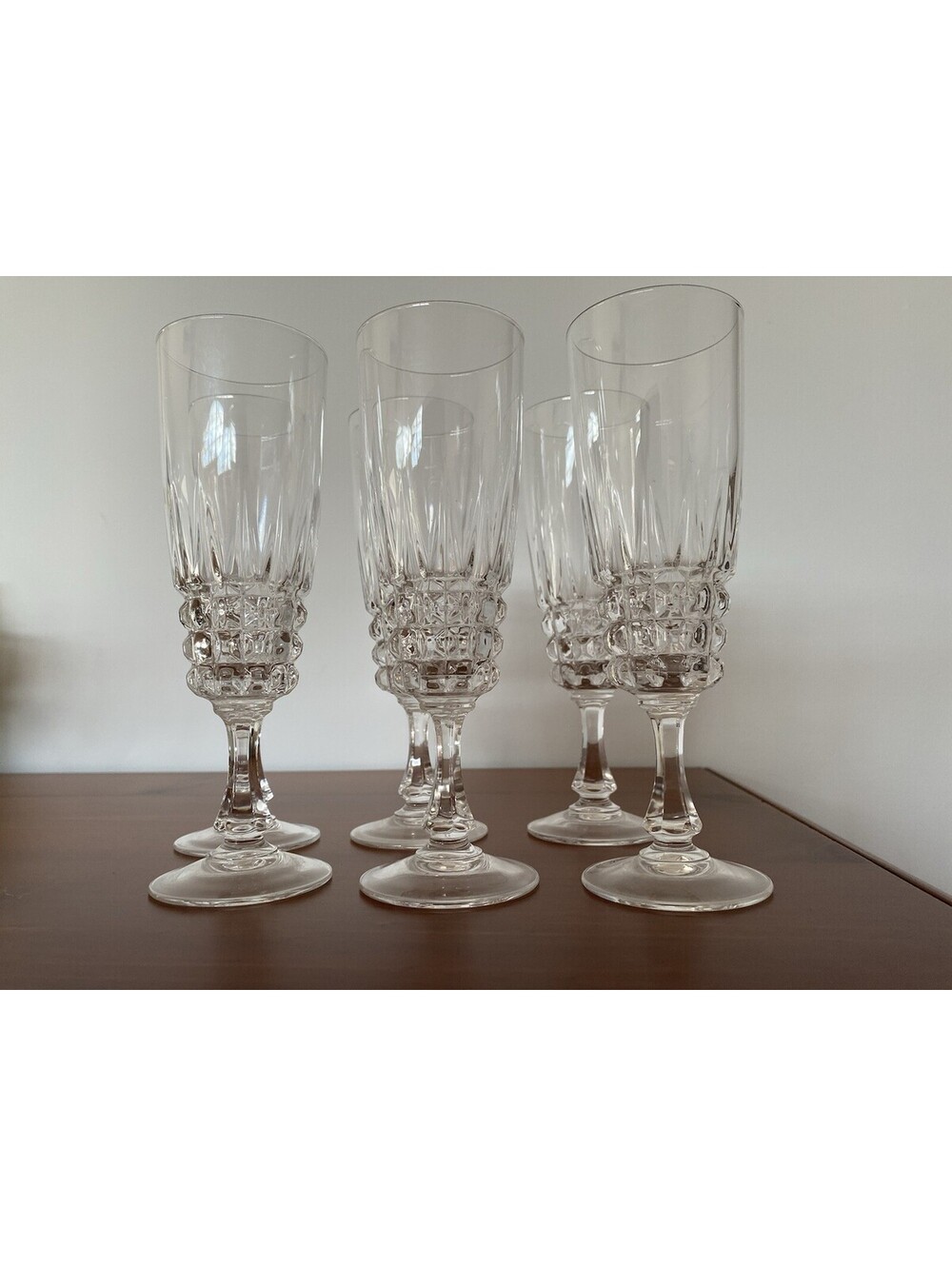 Vintage Cristal D'Arques-Durand Style Crystal Pompadour Champagne Flute Glass 7"